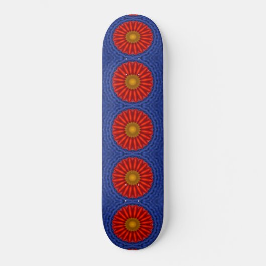 Eend op blauw met rode caleidoscoop persoonlijk skateboard (Voorkant)