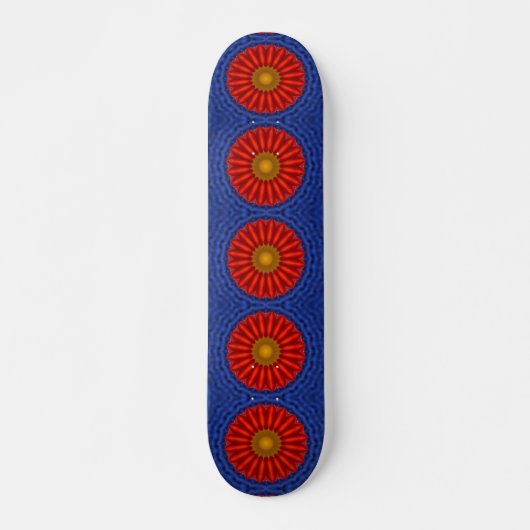 Eend op blauw met rode caleidoscoop skateboard (Voorkant)
