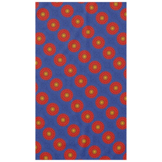 Eend op blauw met rode caleidoscoop tafelkleed (Voorkant)