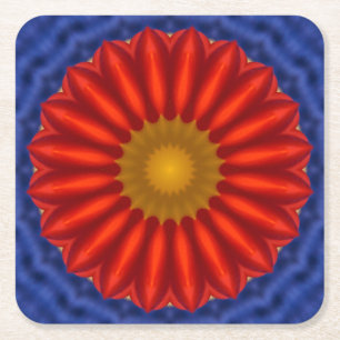 Eend op Blauw met Rood Kaleidoscoop Kartonnen Onderzetters