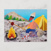 Eend op strand met kampvuur vakantie camping life briefkaart (Voorkant)