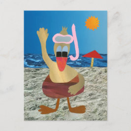 Eend op vakantie tropisch zon zee strand vrolijk briefkaart
