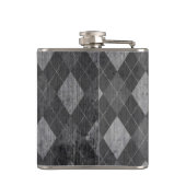 Eend Pictogram op Black Argyle Grunge Heupfles (Achterkant)