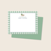 Eend Preppy Gingham Jongens Notitiekaarten Kaart