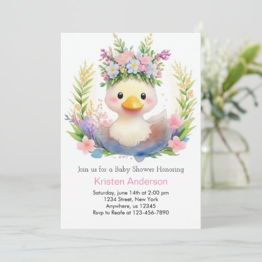 Eend Princesses Feest: Meisje Baby Shower Kaart (Staand voorkant)