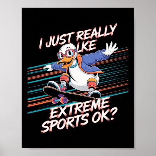 Eend Skateboarden Extreme Sporten Actieve Levensst Poster (Voorkant)