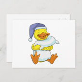 Eend slaapt met slaapmutsje briefkaart (Voorkant / Achterkant)