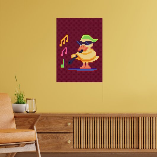 Eend speelt muziek Pixel Art Poster (Woonkamer 2)
