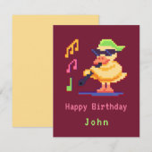 Eend spelen muziek Pixel Art Flat Kaart (Voorkant / Achterkant)
