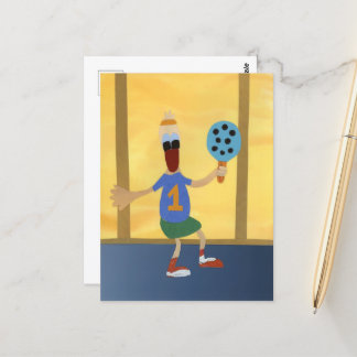 Eend sportief met padel racket number one kanjer briefkaart