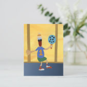 Eend sportief met padel racket number one kanjer briefkaart (Staand voorkant)