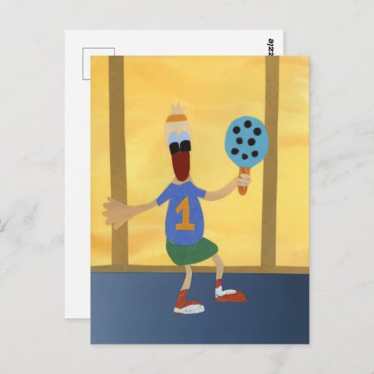 Eend sportief met padel racket number one kanjer briefkaart (Voorkant / Achterkant)