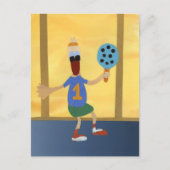 Eend sportief met padel racket number one kanjer briefkaart (Voorkant)