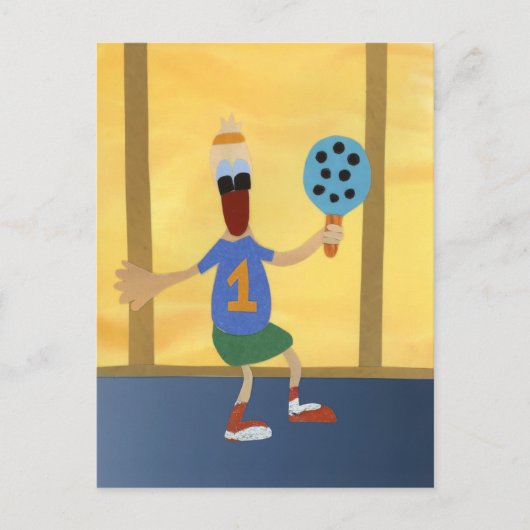 Eend sportief met padel racket number one kanjer briefkaart (Voorkant)