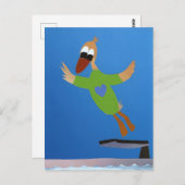 Eend springt van duikplank in water zomer vakantie briefkaart (Voorkant / Achterkant)