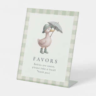 Eend thema baby shower gunstling tafel bovenste reclamebord met voetstuk