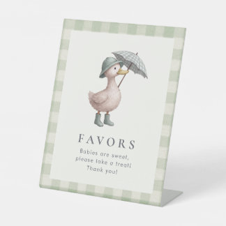 Eend thema baby shower gunstling tafel bovenste reclamebord met voetstuk