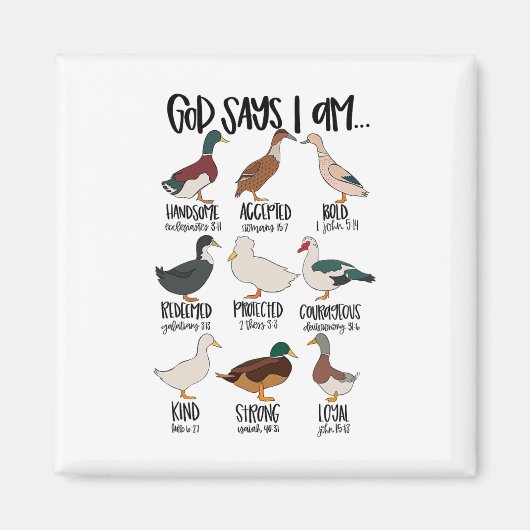 Eend typt Christelijk God zegt dat ik bijbelvers r Magneet (Voorkant)