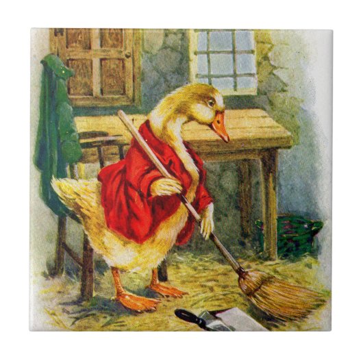 eend uit 1930 die over de vloer vloog tegeltje (Voorkant)