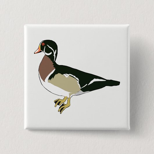 Eend Vierkante Button 5,1 Cm (Voorkant)