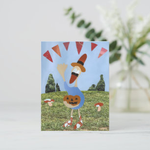 Eend viert Halloween feest natuur met pompoen Briefkaart
