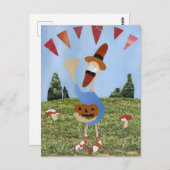 Eend viert Halloween feest natuur met pompoen Briefkaart (Voorkant / Achterkant)