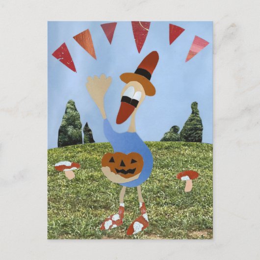 Eend viert Halloween feest natuur met pompoen Briefkaart (Voorkant)