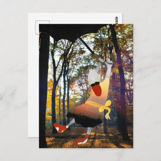 Eend vliegt door bos herfst landschap reizen    briefkaart (Voorkant / Achterkant)