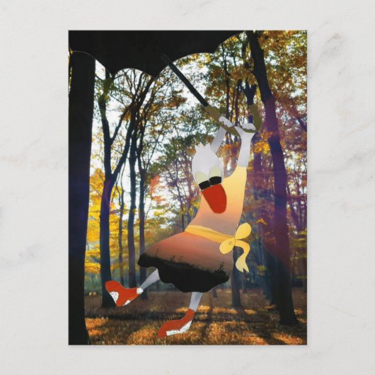 Eend vliegt door bos herfst landschap reizen    briefkaart (Voorkant)