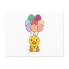 Eend vliegt op met kleurrijke ballonnen