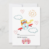 Eend & Vliegtuig, Schattigee Grappige Kinder Valen Feestdagenkaart (Voorkant)