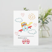 Eend & Vliegtuig, Schattigee Grappige Kinder Valen Feestdagenkaart (Staand voorkant)