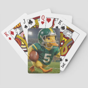 Eend-voetbalspeler in een sportstadion pokerkaarten