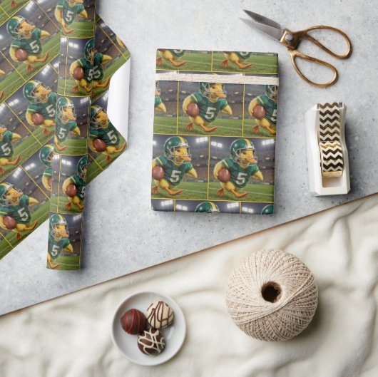Eend-voetbalspeler in een stadion cadeaupapier (Crafts)