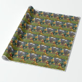Eend-voetbalspeler in een stadion cadeaupapier (Uitgerold)
