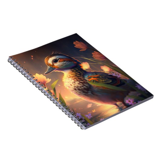 Eend Vogel Dier Portret Schilderij Wildlife Ponds Notitieboek (Rechterzijde)