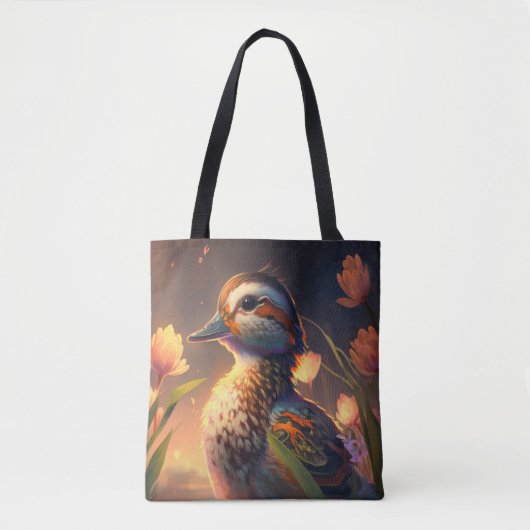 Eend Vogel Dier Portret Schilderij Wildlife Ponds Tote Bag (Voorkant)