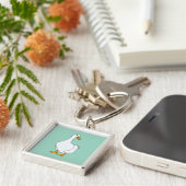 Eend Vogel Witte Eend  Sleutelhanger (Zijkant)