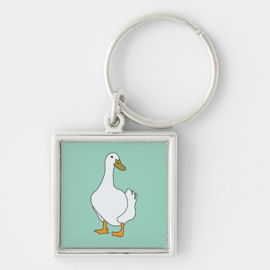 Eend Vogel Witte Eend  Sleutelhanger (Voorkant)