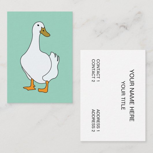 Eend Vogel Witte Eend Visitekaartje (Voorkant / Achterkant)