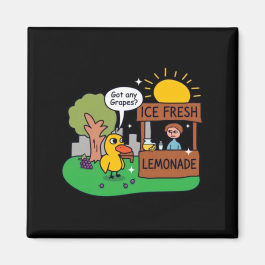 Eend vraagt om druiven limonadestand magneet (Voorkant)