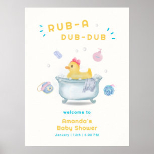 Eend Wrijf Een Dub Dub Badkuip Baby Shower Welkom  Poster