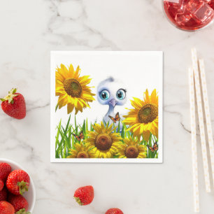 Eend Zonnebloem Vlinder Hommels Papieren Servetten