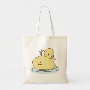 Eend zwemmen met bloemen tote bag