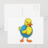 Eend zwemt met zwemband briefkaart (Voorkant / Achterkant)