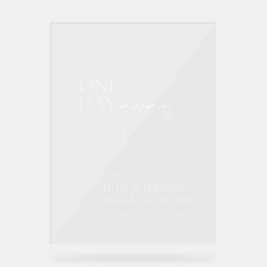 Eendaags Rehearsal Dinner Acryl Welkom Bord (Voorkant)