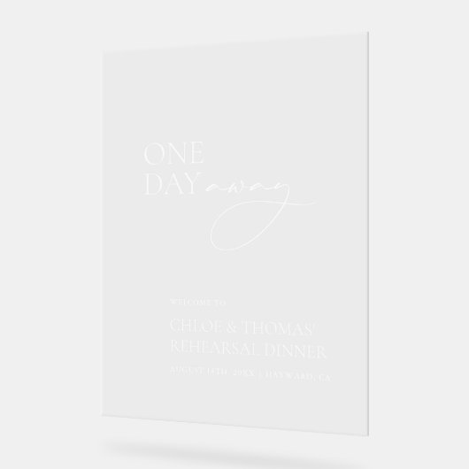 Eendaags Rehearsal Dinner Acryl Welkom Bord (Hoek)