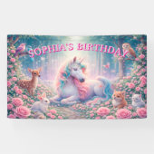 Eendags Verjaardags Rozen Magische Pastel Spandoek (Horizontaal)
