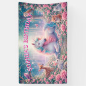 Eendags Verjaardags Rozen Magische Pastel Spandoek (Verticaal)