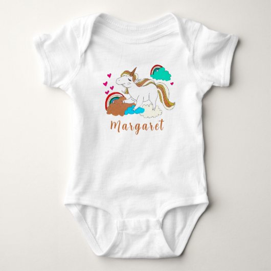 Eendagsbloem En Regenboog Cute Persoonlijke Naam S Romper (Voorkant)